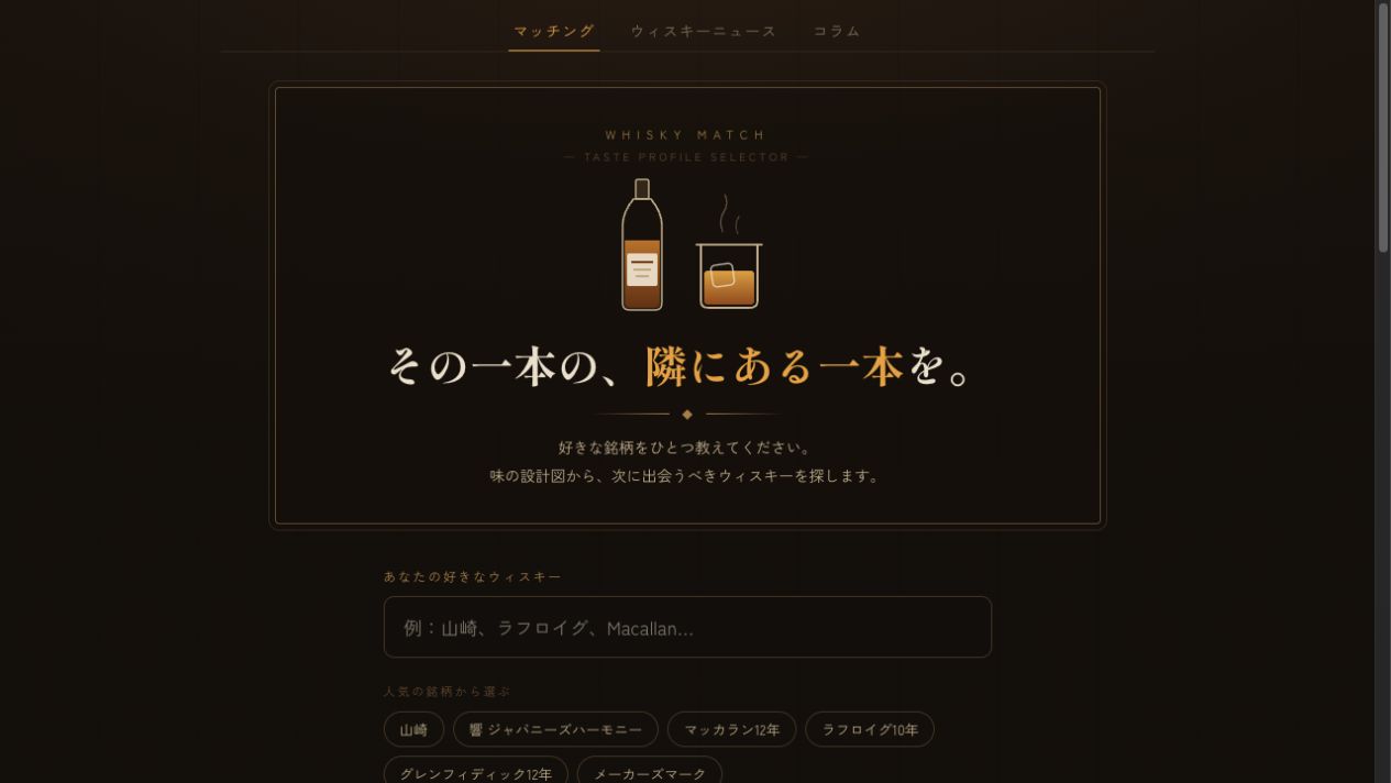 Whisky Matchのサービス画面